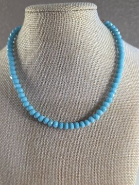 Hand Crafted Turquoise Colored Faceted Beaded Women's Choker Necklace